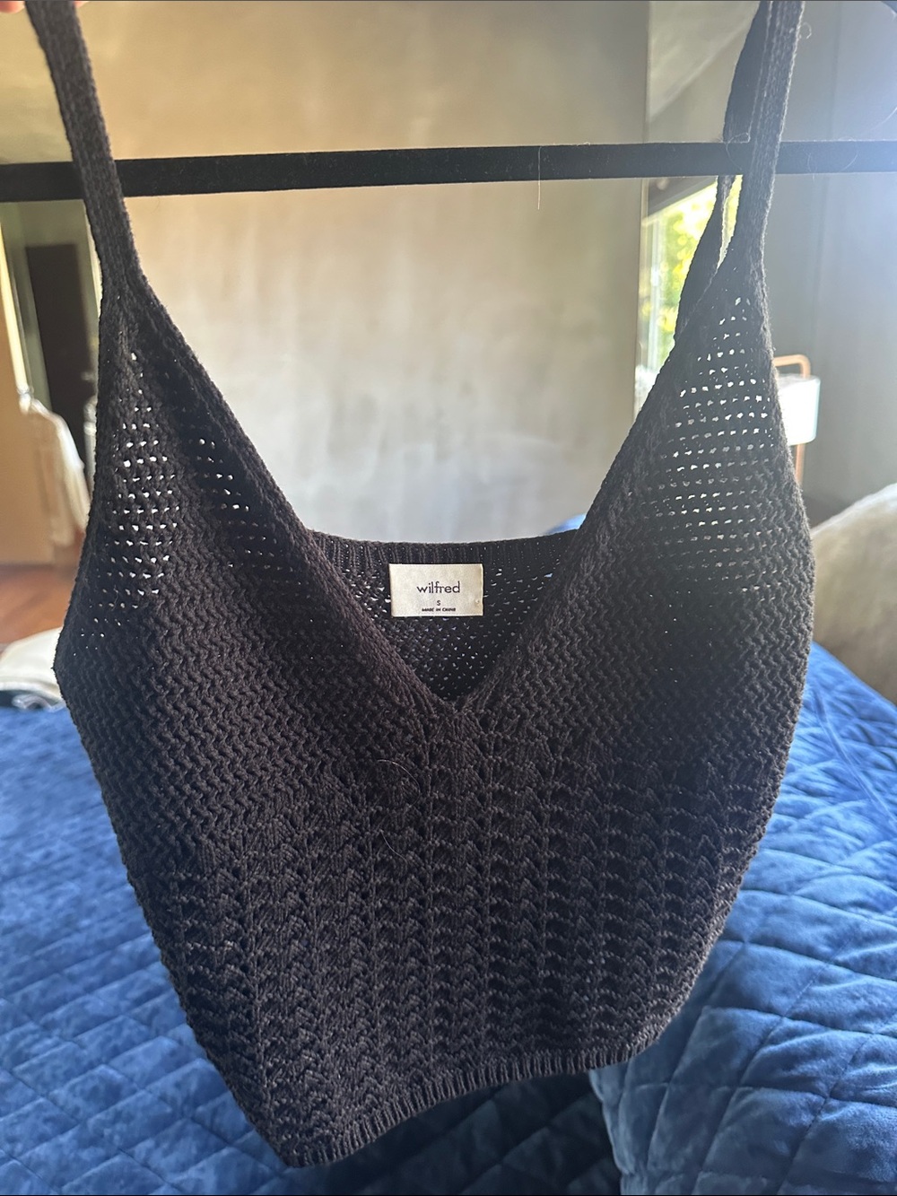 Wilfred Black Crocheted V-Neck Tank